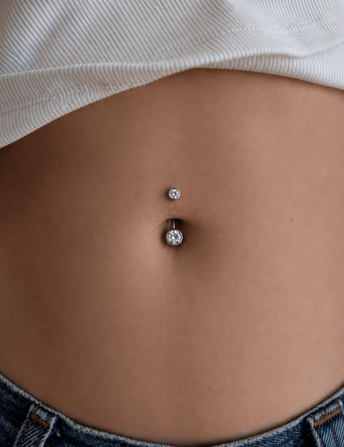 Titanium Crystal Flat Small Navel Barbell - Belly Rings - Lulu Ave Body Jewelery