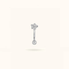Titanium Crystal Flower Curve Push - Back Rook Barbell - Belly Rings - Lulu Ave Body Jewelery