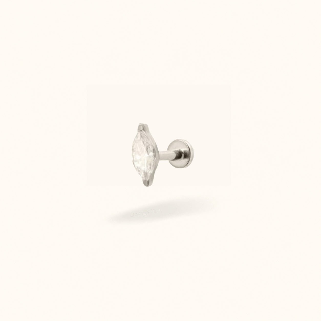 Titanium Crystal Single Marquise - Threadless - Lulu Ave Body Jewelery