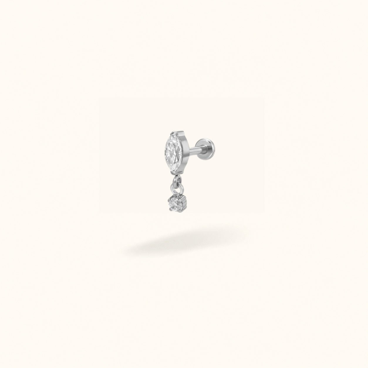 Titanium Crystal Single Marquise Dangle - Earrings - Lulu Ave Body Jewelery