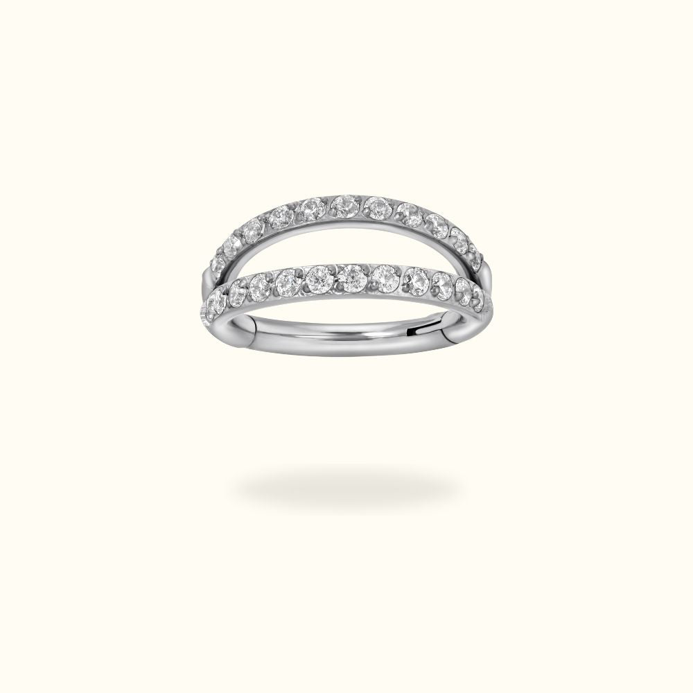 Titanium Crystal Stacked Hinge Ring - Hinged Ring - Lulu Ave Body Jewelery