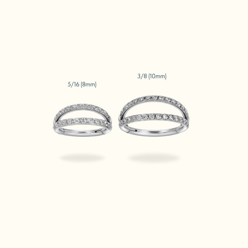 Titanium Crystal Stacked Hinge Ring - Hinged Ring - Lulu Ave Body Jewelery