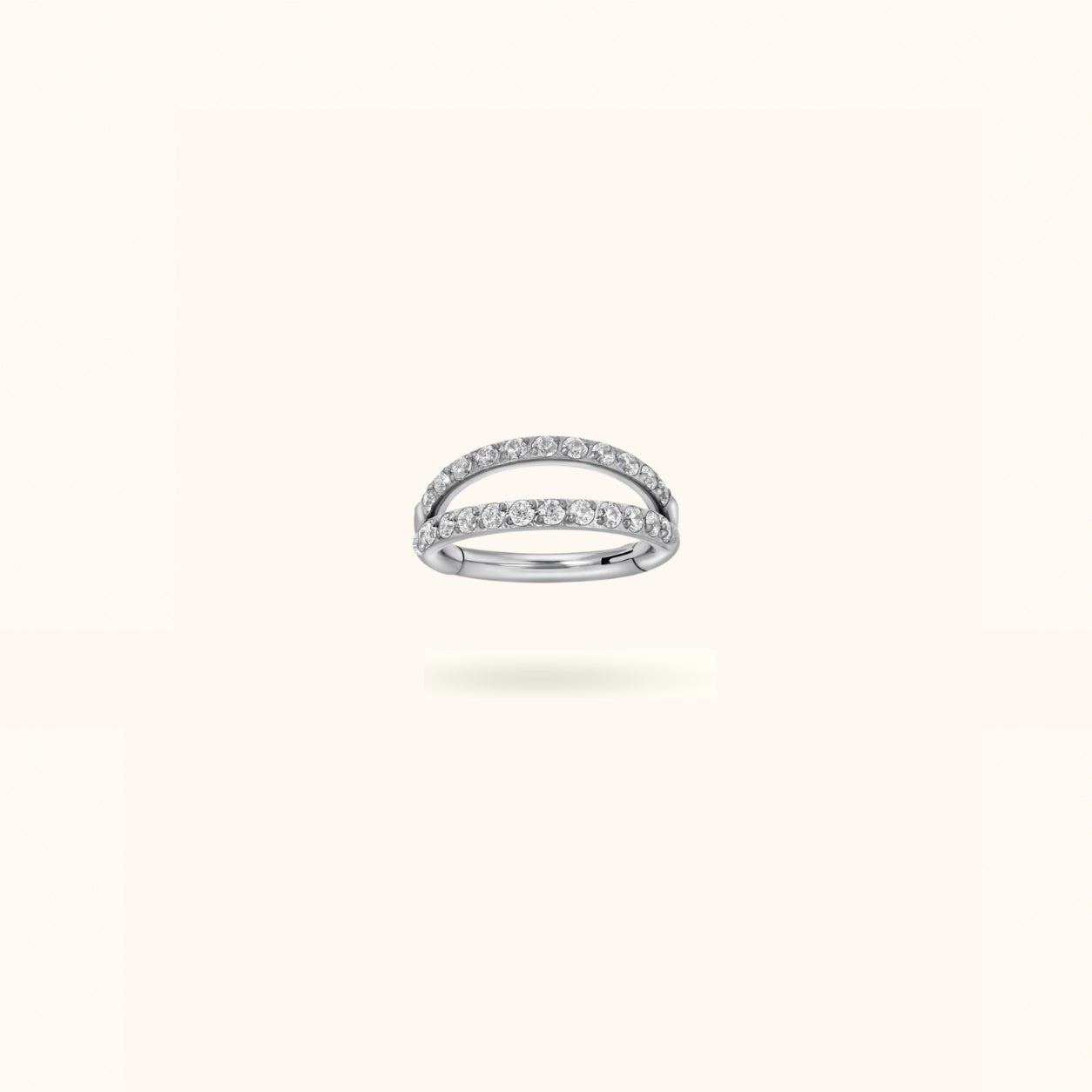 Titanium Crystal Stacked Hinged Ring - Hinged Ring - Lulu Ave Body Jewelery