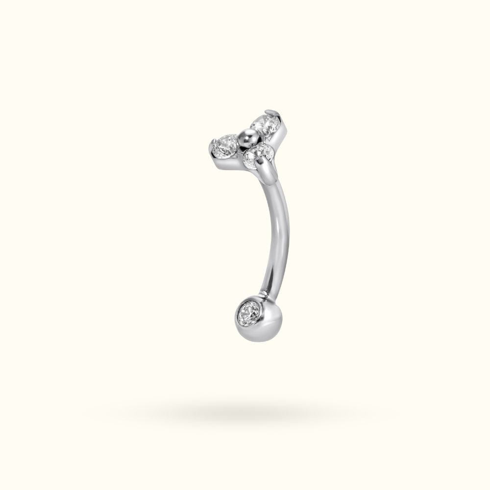 Titanium Crystal Trinity Curve Rook Barbell - Rook - Lulu Ave Body Jewelery