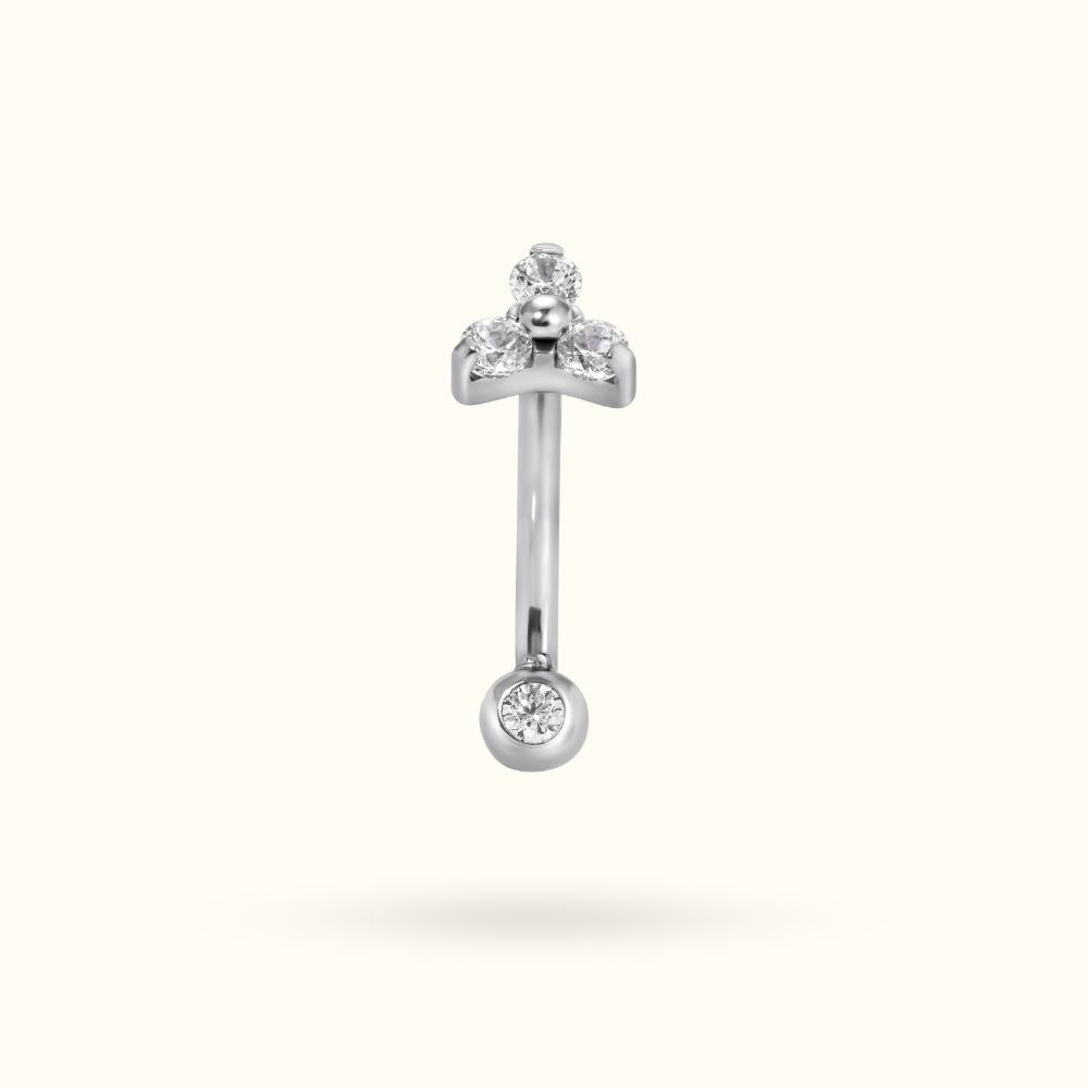 Titanium Crystal Trinity Curve Rook Barbell - Rook - Lulu Ave Body Jewelery