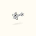 Titanium Five Petal Flower Flatback - Earrings - Lulu Ave Body Jewelery