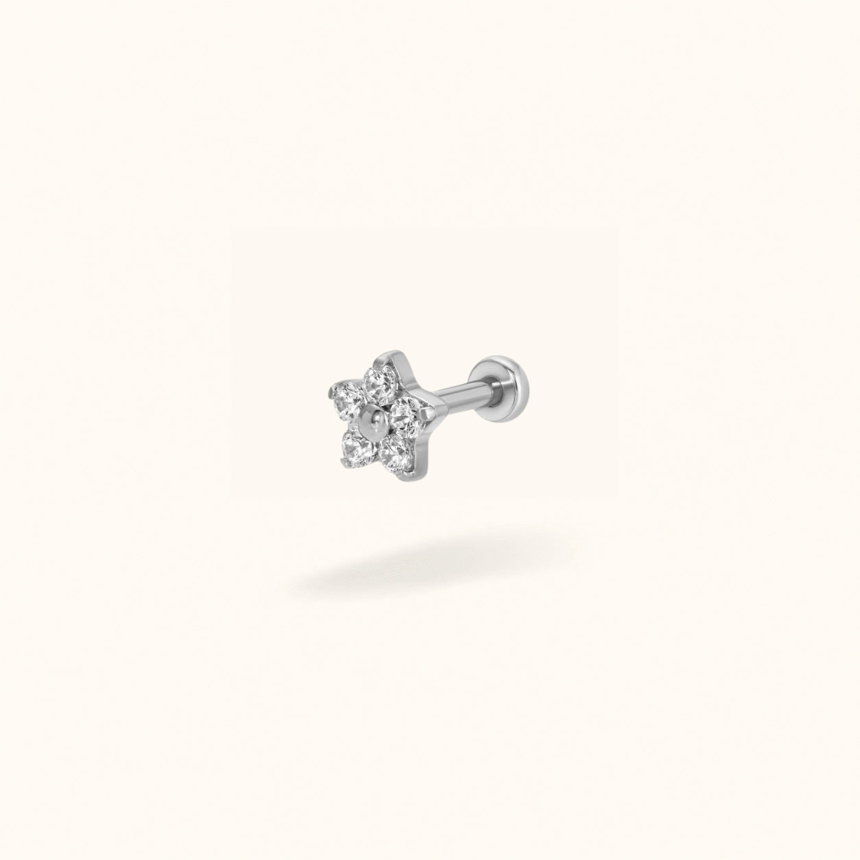 Titanium Five Petal Flower Flatback - Earrings - Lulu Ave Body Jewelery