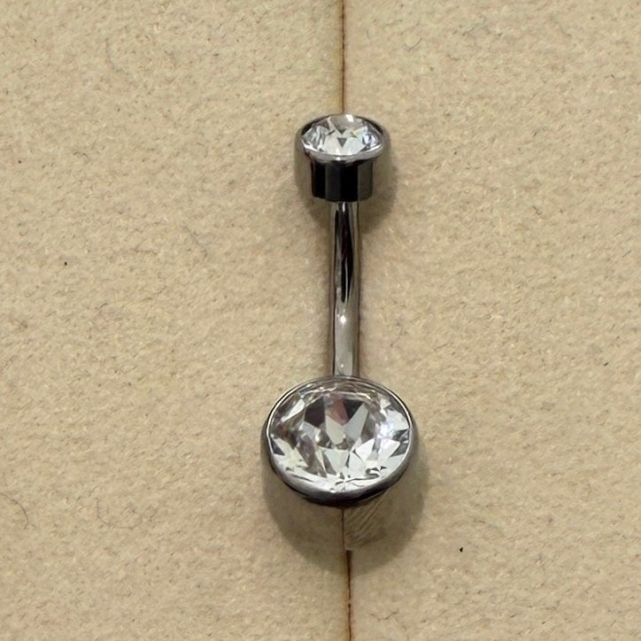 Titanium Flat Big Crystal Navel Barbell - Lulu Ave Body Jewelery