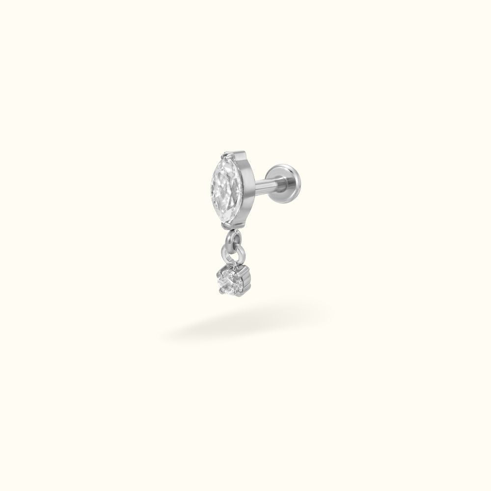 Titanium Single Marquise Dangle Flat Back - Earrings - Lulu Ave Body Jewelery