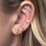 14k Crystal Flower Cluster Single Earring - Threadless - Lulu Ave Body Jewelery