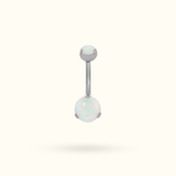 Titanium Opal Prong Navel Barbell - Belly Rings - Lulu Ave Body Jewelery