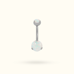 Titanium Opal Prong Navel Barbell - Belly Rings - Lulu Ave Body Jewelery