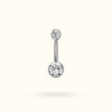 Titanium Flat Crystal Navel Barbell - Belly Rings - Lulu Ave Body Jewelery