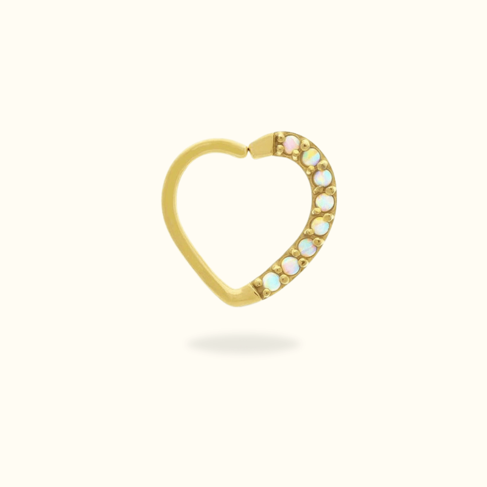 Gold Pave Opal Daith Heart - Lulu Ave Body Jewelery