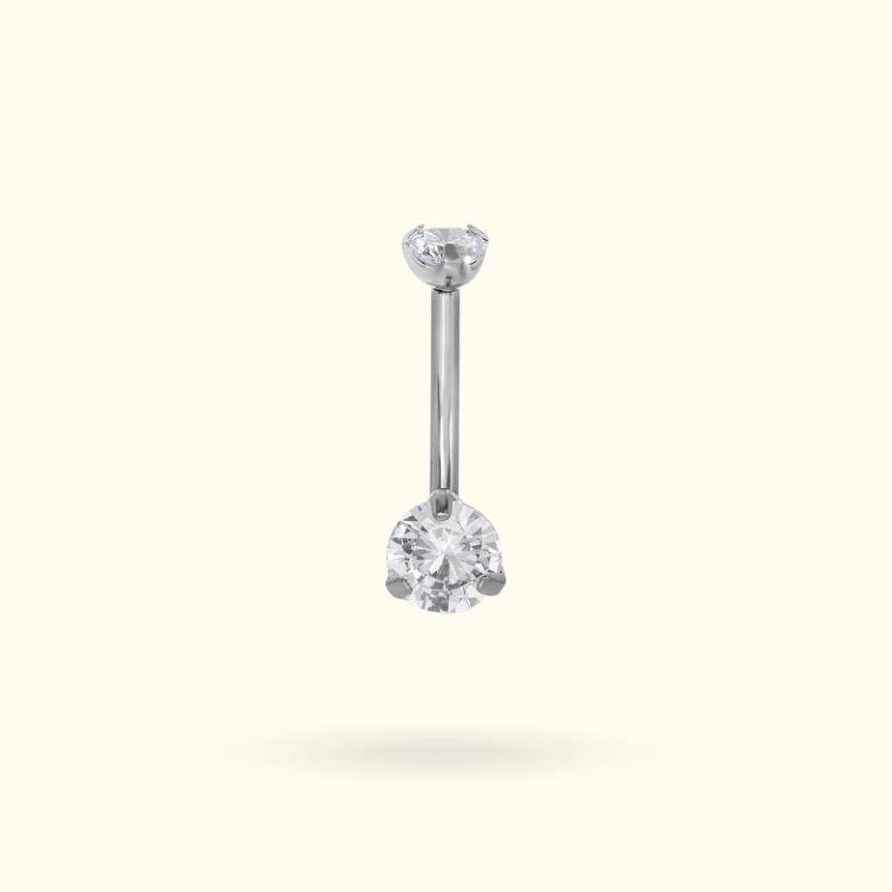 Titanium Small Crystal Prong Navel Barbell - Belly Rings - Lulu Ave Body Jewelery
