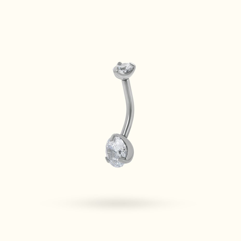 Titanium Small Crystal Prong Navel Barbell - Belly Rings - Lulu Ave Body Jewelery