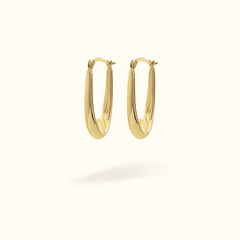 14k Long Oval Hoops - Lulu Ave Body Jewelery