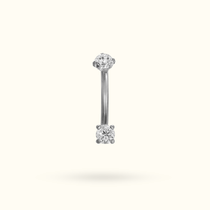 Titanium Crystal Prong Push-Back Curve Rook Barbell - Lulu Ave Body Jewelery