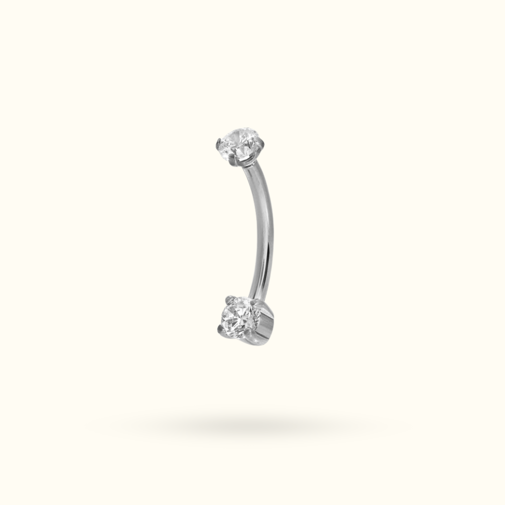 Titanium Crystal Prong Push-Back Curve Rook Barbell - Lulu Ave Body Jewelery