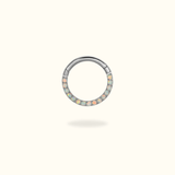 Titanium Prong Front Opal Hinged Ring - Lulu Ave Body Jewelery