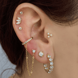 14k Three Opal Marquise Single Earring - Threadless - Lulu Ave Body Jewelery