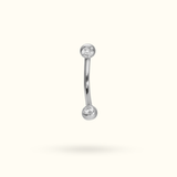 Titanium Crystal Curve Push-Back Rook Barbell - Lulu Ave Body Jewelery