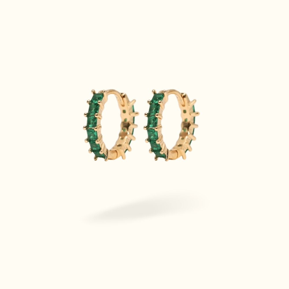 Emerald Baguette Huggies - Lulu Ave Body Jewelery