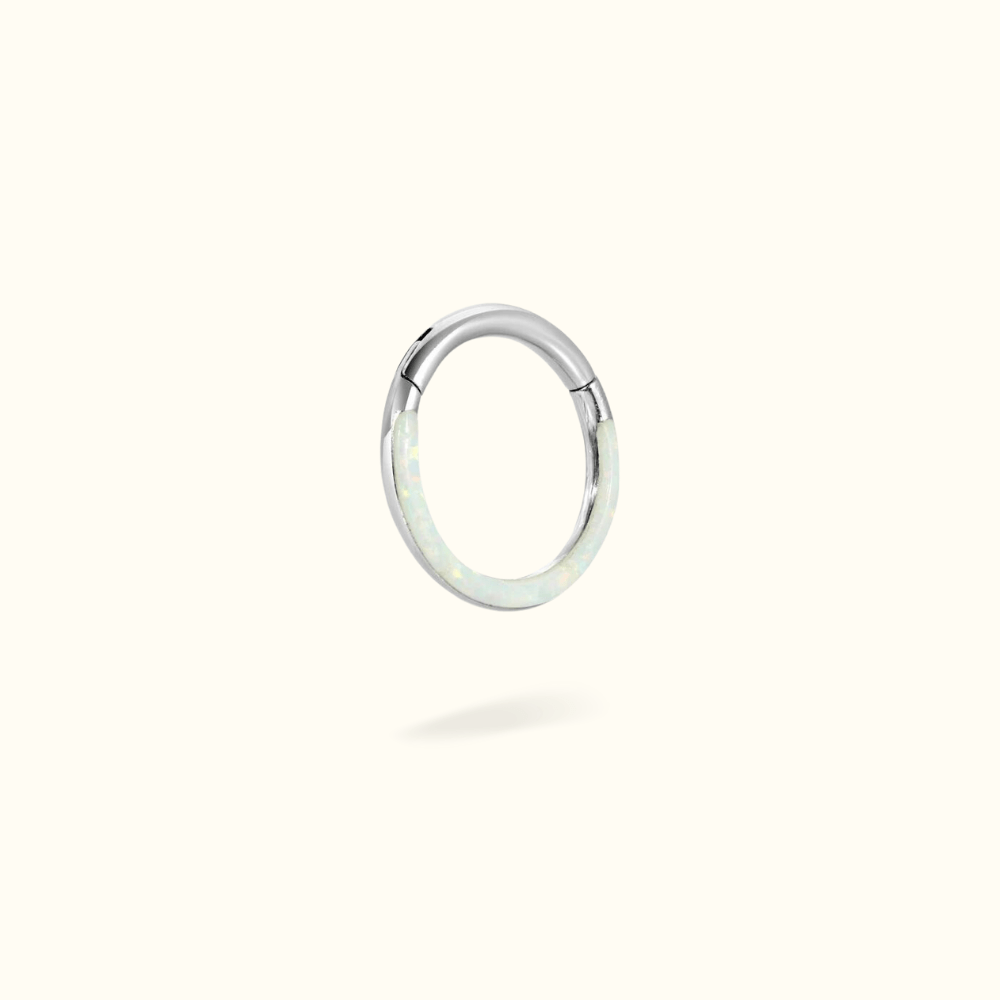 Titanium Front Opal Hinged Ring - Lulu Ave Body Jewelery