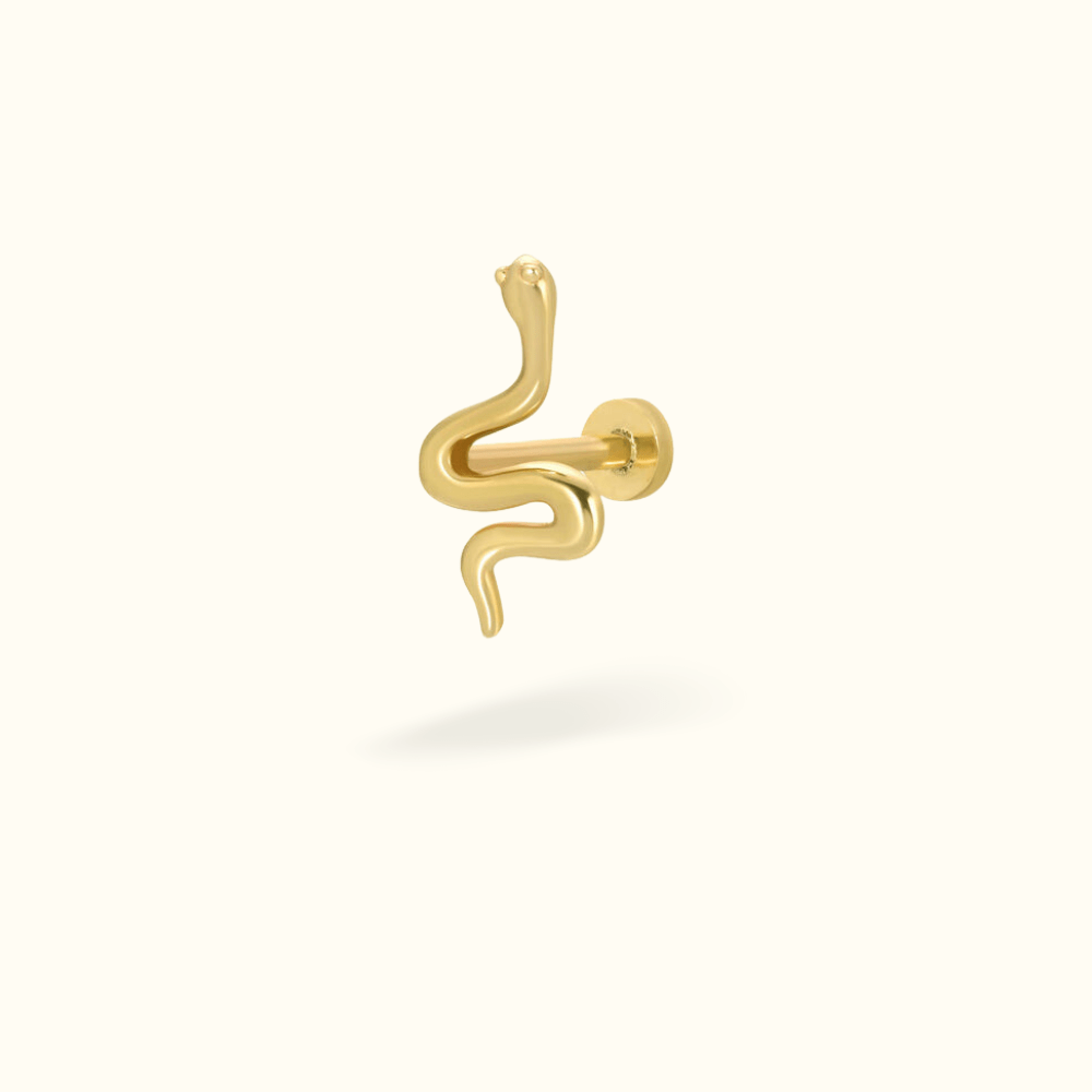 14k Snake Single Earring - Threadless - Lulu Ave Body Jewelery