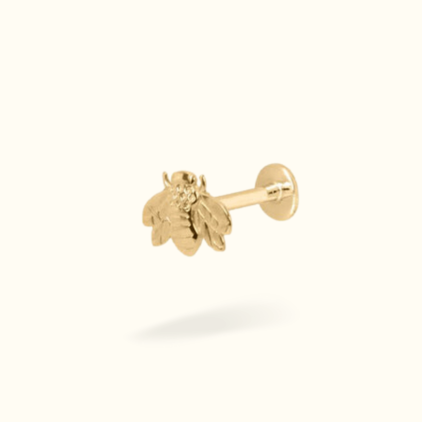 14k Flying Bee Single Earring - Threadless - Lulu Ave Body Jewelery