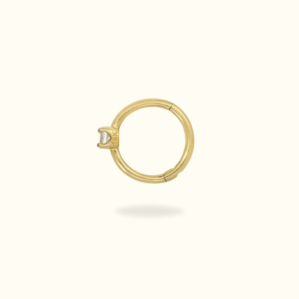 14k Single Prong Hinged Ring - Lulu Ave Body Jewelery