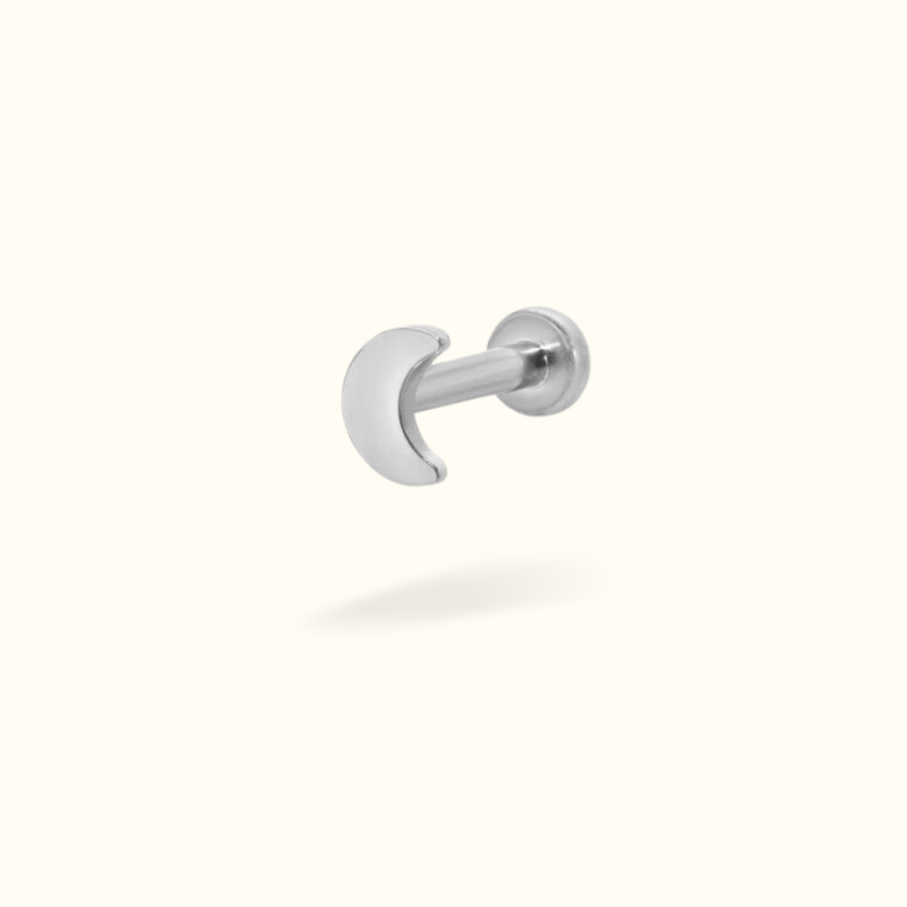 Titanium Moon Single Earring - Threadless - Lulu Ave Body Jewelery