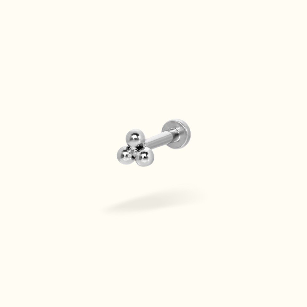 Titanium Tri-Ball Single Earring - Threadless - Lulu Ave Body Jewelery