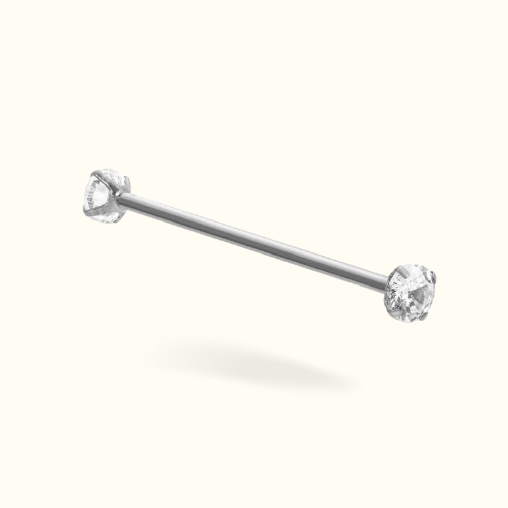 Titanium Crystal Prong Industrial Barbell - Lulu Ave Body Jewelery