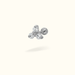 Titanium Crystal Trinity Single Earring - Threadless - Lulu Ave Body Jewelery