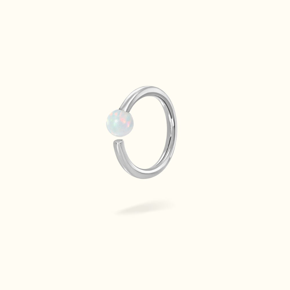 14k Opal Fixed Bead Ring - Lulu Ave Body Jewelery