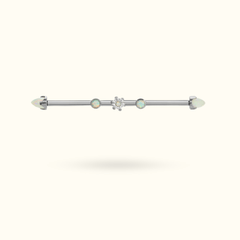 Titanium Opal Flower Cone Industrial Barbell - Lulu Ave Body Jewelery