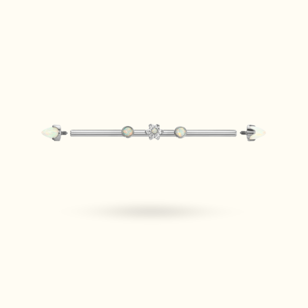 Titanium Opal Flower Cone Industrial Barbell - Lulu Ave Body Jewelery