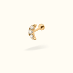 14k Crescent Moon Single Earring - Threadless - Lulu Ave Body Jewelery