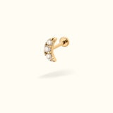14k Crescent Moon Single Earring - Threadless - Lulu Ave Body Jewelery