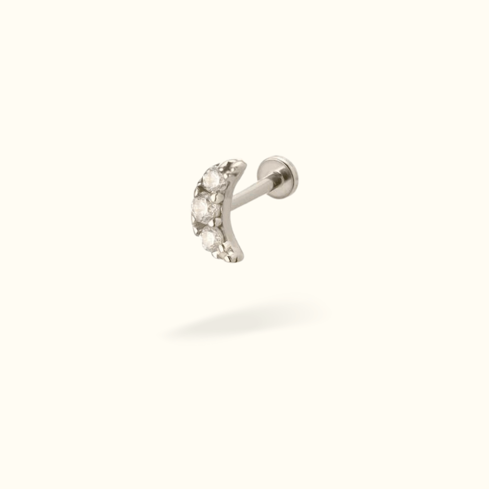 14k Crescent Moon Single Earring - Threadless - Lulu Ave Body Jewelery