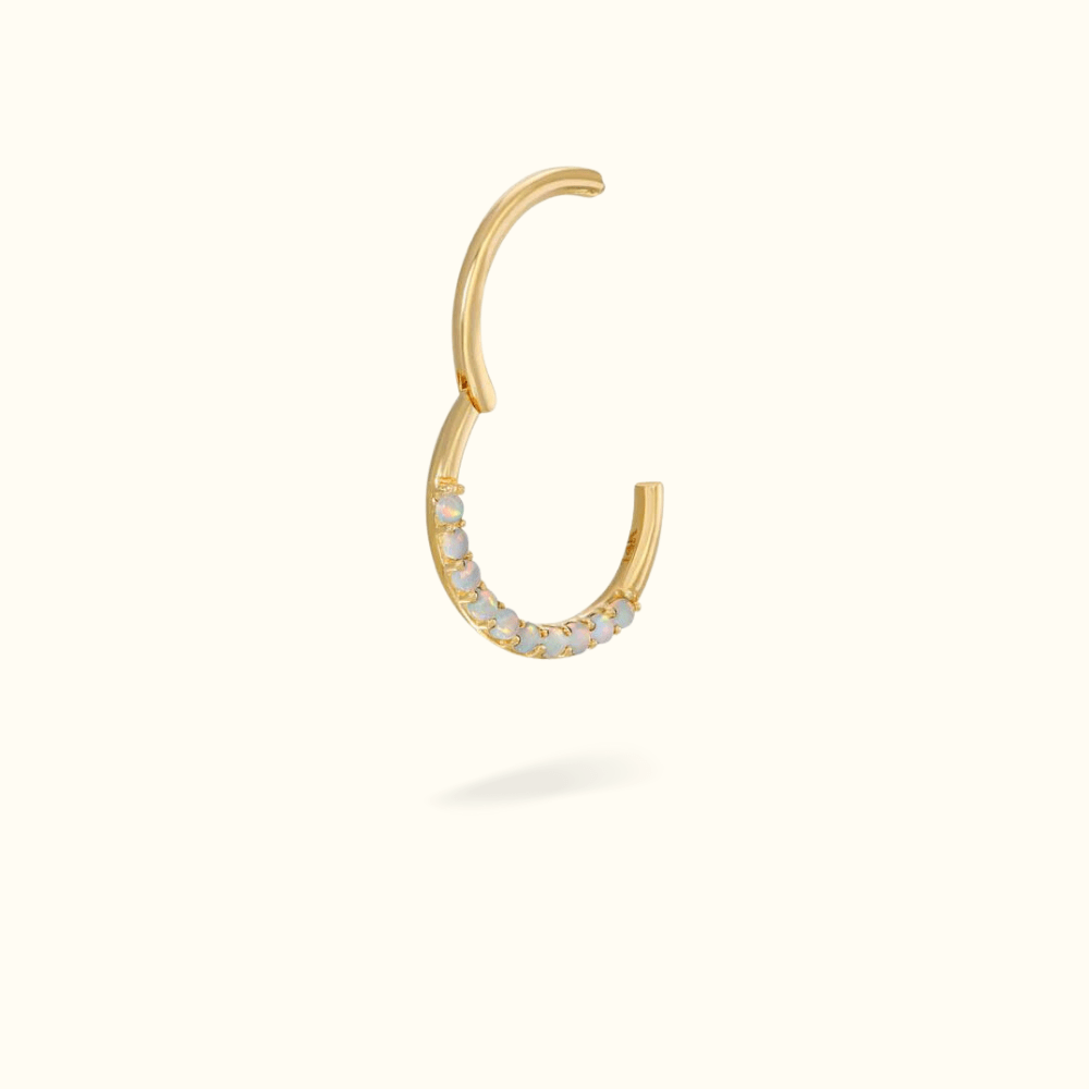 14k Front Opal Hinged Ring - Lulu Ave Body Jewelery