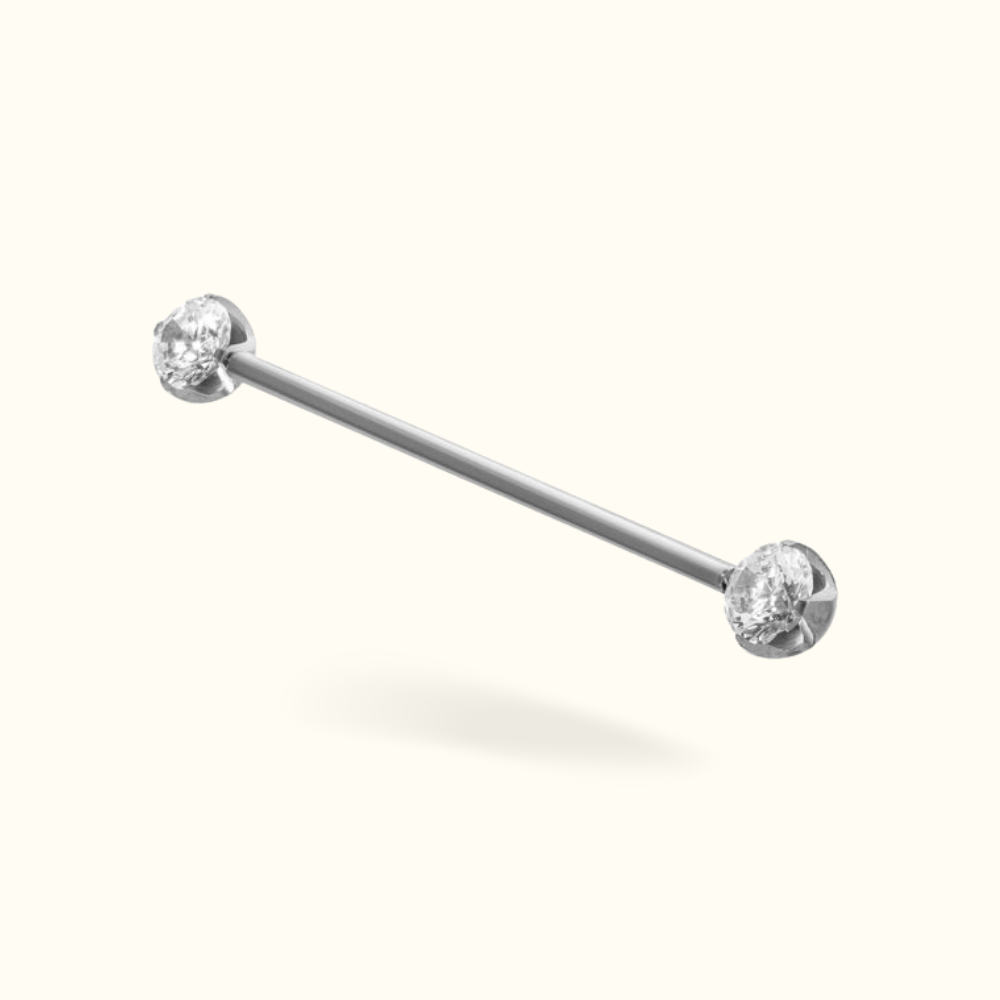 Titanium Crystal Prong Side Industrial Barbell - Lulu Ave Body Jewelery