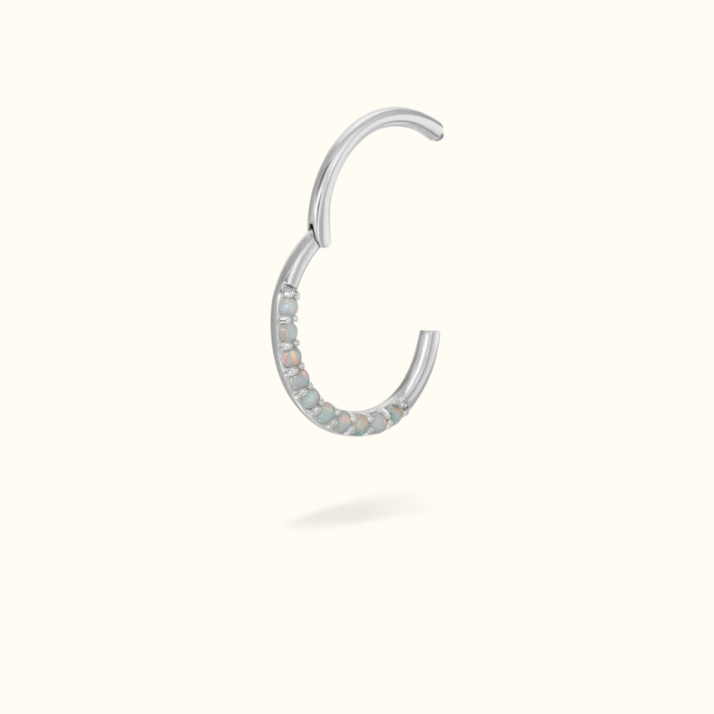 14k Front Opal Hinged Ring - Lulu Ave Body Jewelery