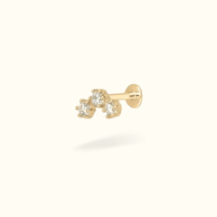 14k Three Prong Cluster Single Earring - Threadless - Lulu Ave Body Jewelery