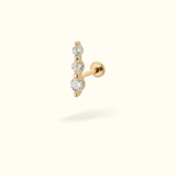 14k Three Crystal Cluster Single Earring - Lulu Ave Body Jewelery