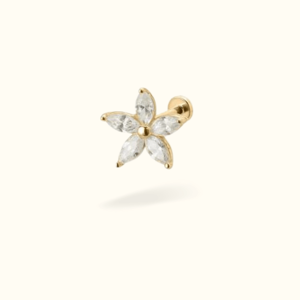 14k Marquise Flower Single Earring - Lulu Ave Body Jewelery