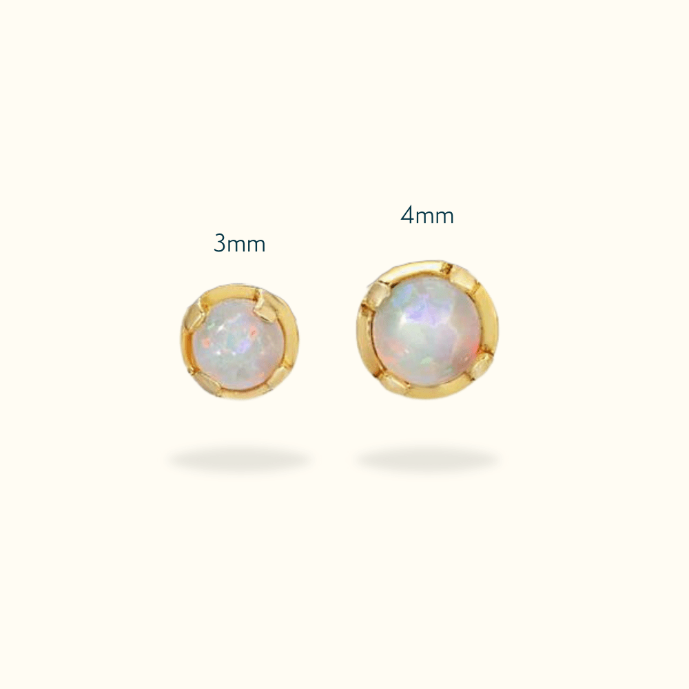 14k Opal Prong Single Earring - Threadless - Lulu Ave Body Jewelery