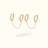 Double Crystal Huggie Chain - Lulu Ave Body Jewelery