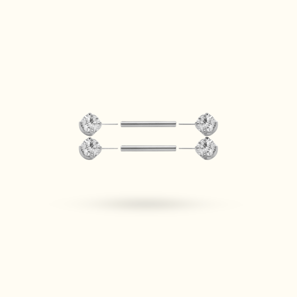 Titanium Crystal Prong Push-Back Nipple Barbells - Lulu Ave Body Jewelery